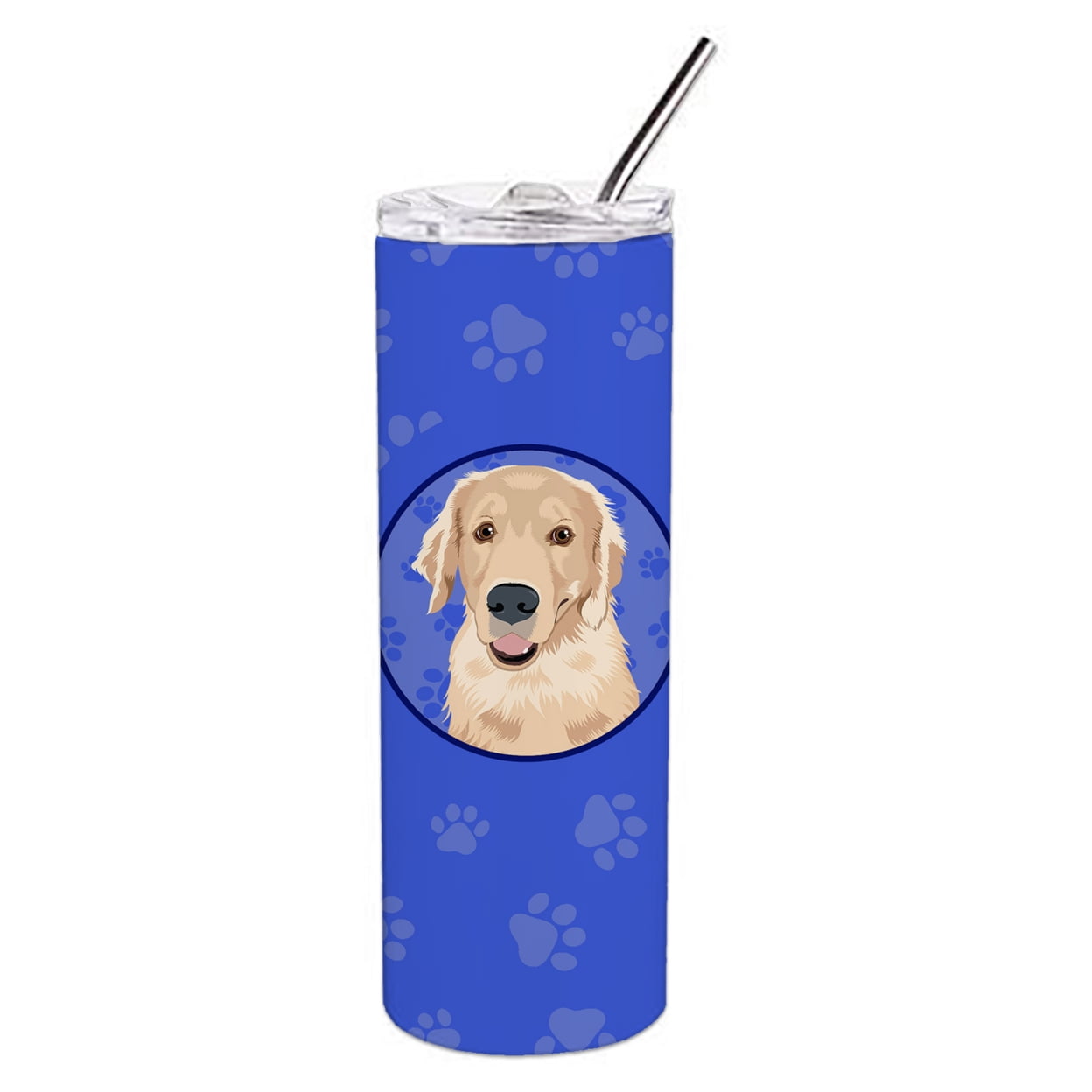 Carolines Treasures WDK1103TBL20 Golden Retriever Fawn Design2 Stainless Steel 20 oz Skinny Tumbler Blue 20 oz