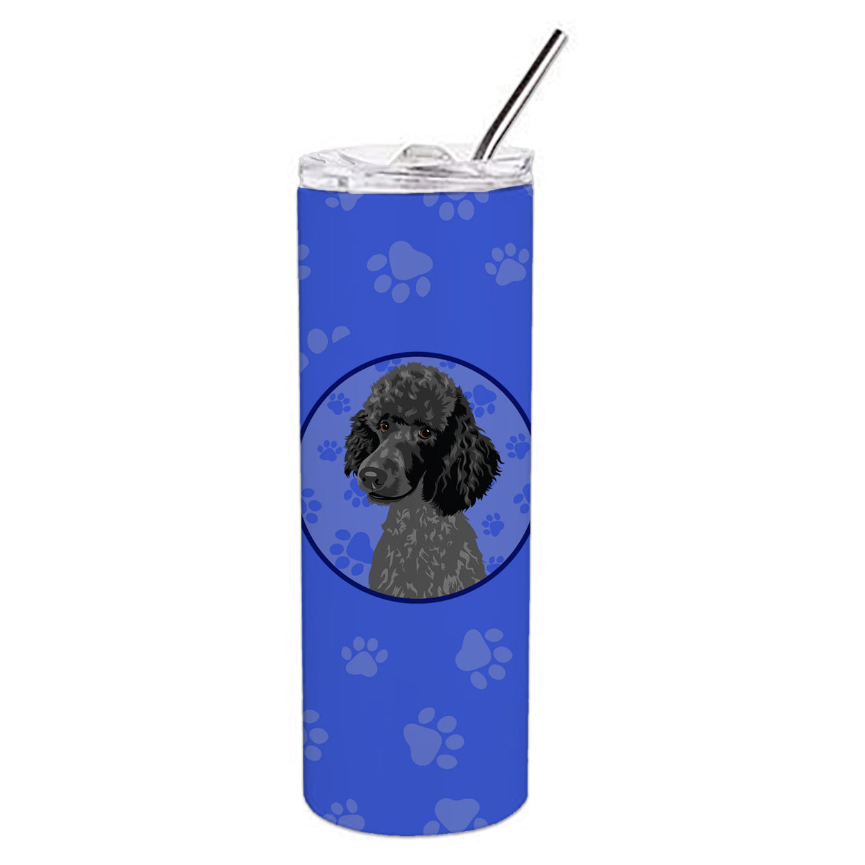 Carolines Treasures WDK1157TBL20 Poodle Standard Black Stainless Steel 20 oz Skinny Tumbler Blue 20 oz multicolor