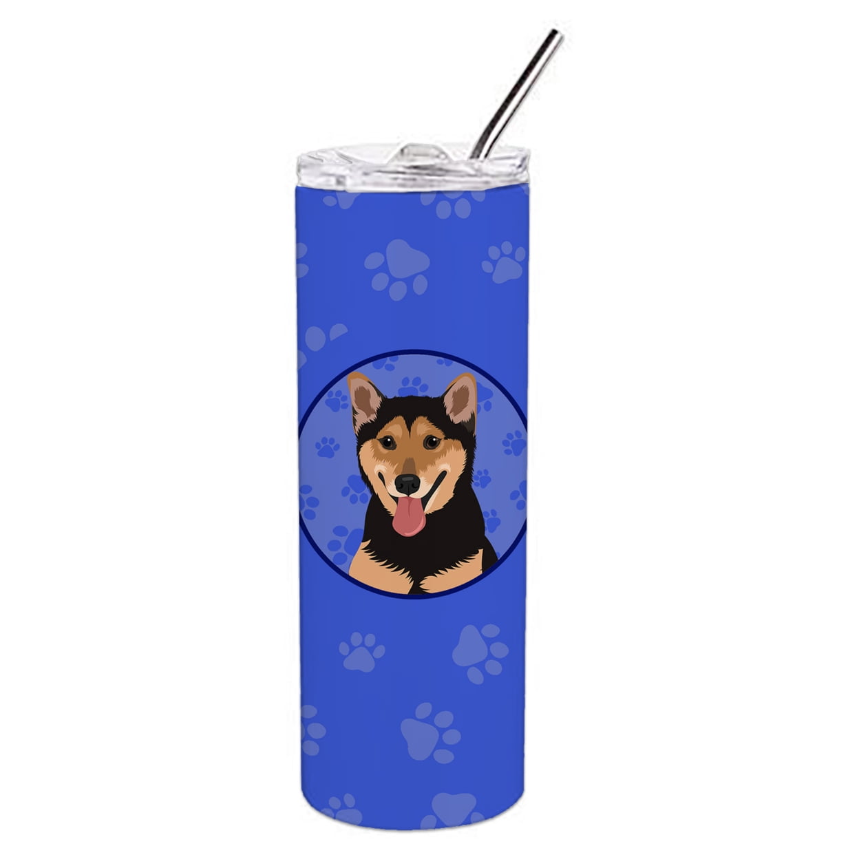 Shiba Inu Black and Tan Stainless Steel 20 oz Skinny Tumbler 3 in x 8.25 in