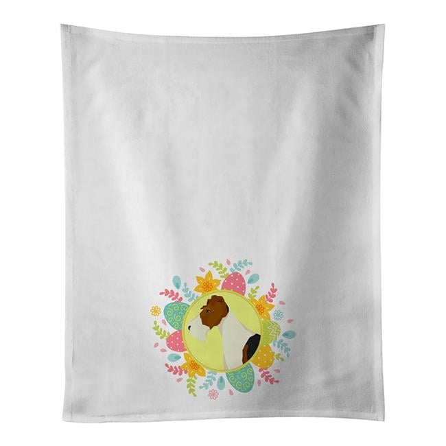 Carolines Treasures WDK3218WTKT 28 x 19 in. Unisex Fox Terrier Easter White Dish Towels Kitchen Towel - Set of 2
