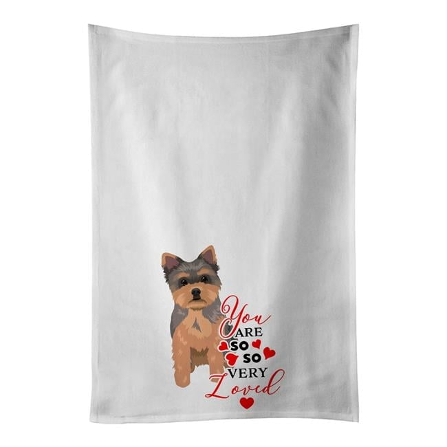 Carolines Treasures WDK4059WTKT 28 x 19 in. Unisex Yorkie Chocolate Puppy So Loved White Dish Towels Kitchen Towel - Set of 2