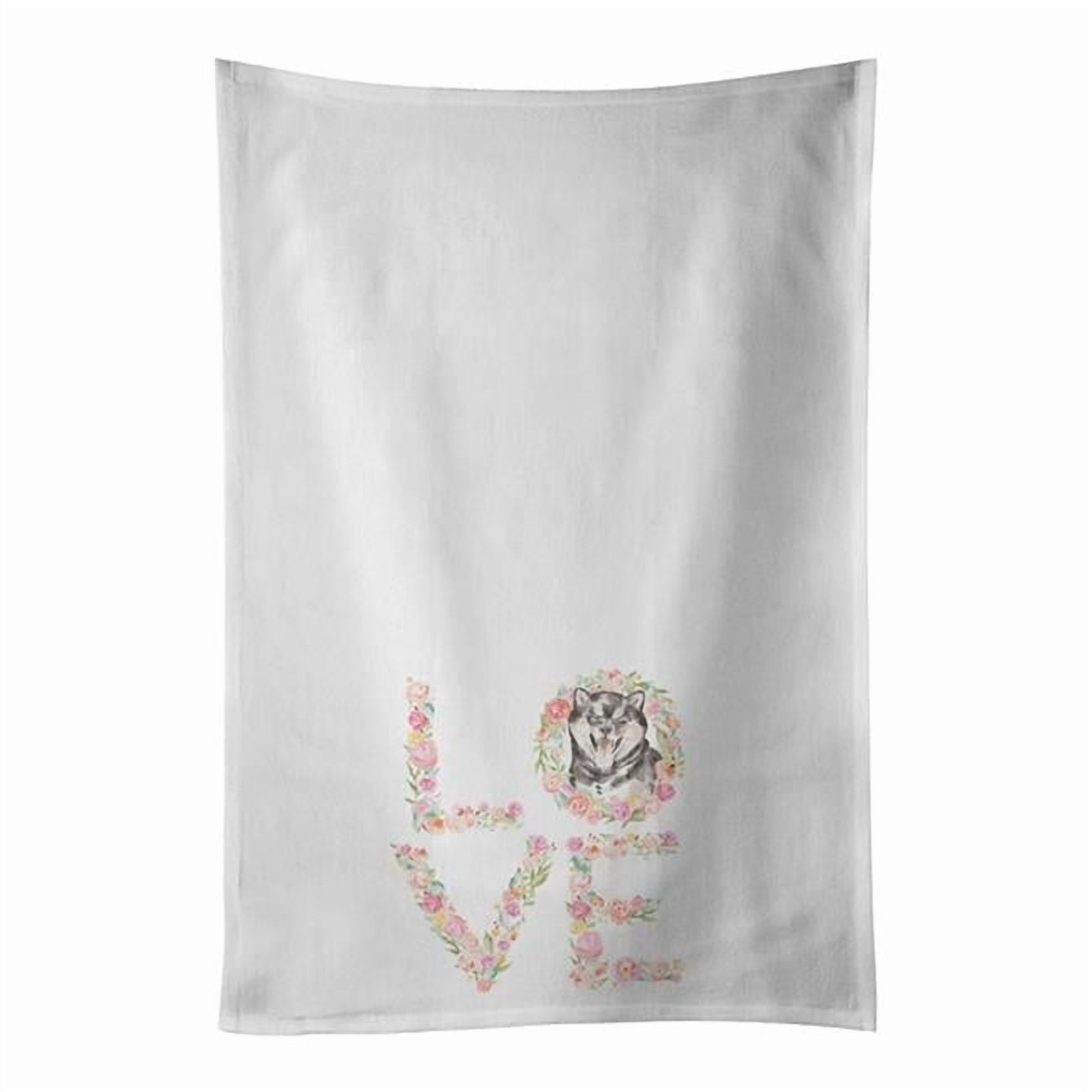 Carolines Treasures WDK4501WTKT 28 x 19 in. Unisex Shiba Inu No.6 Love White Dish Towels Kitchen Towel - Set of 2