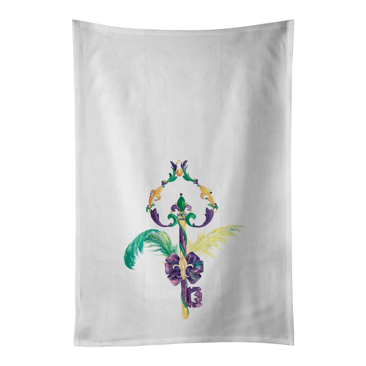 Carolines Treasures WDK4675WTKT Key to Mardi Gras White Kitchen Towel Set of 2 Dish Towels 19 X 25" multicolor