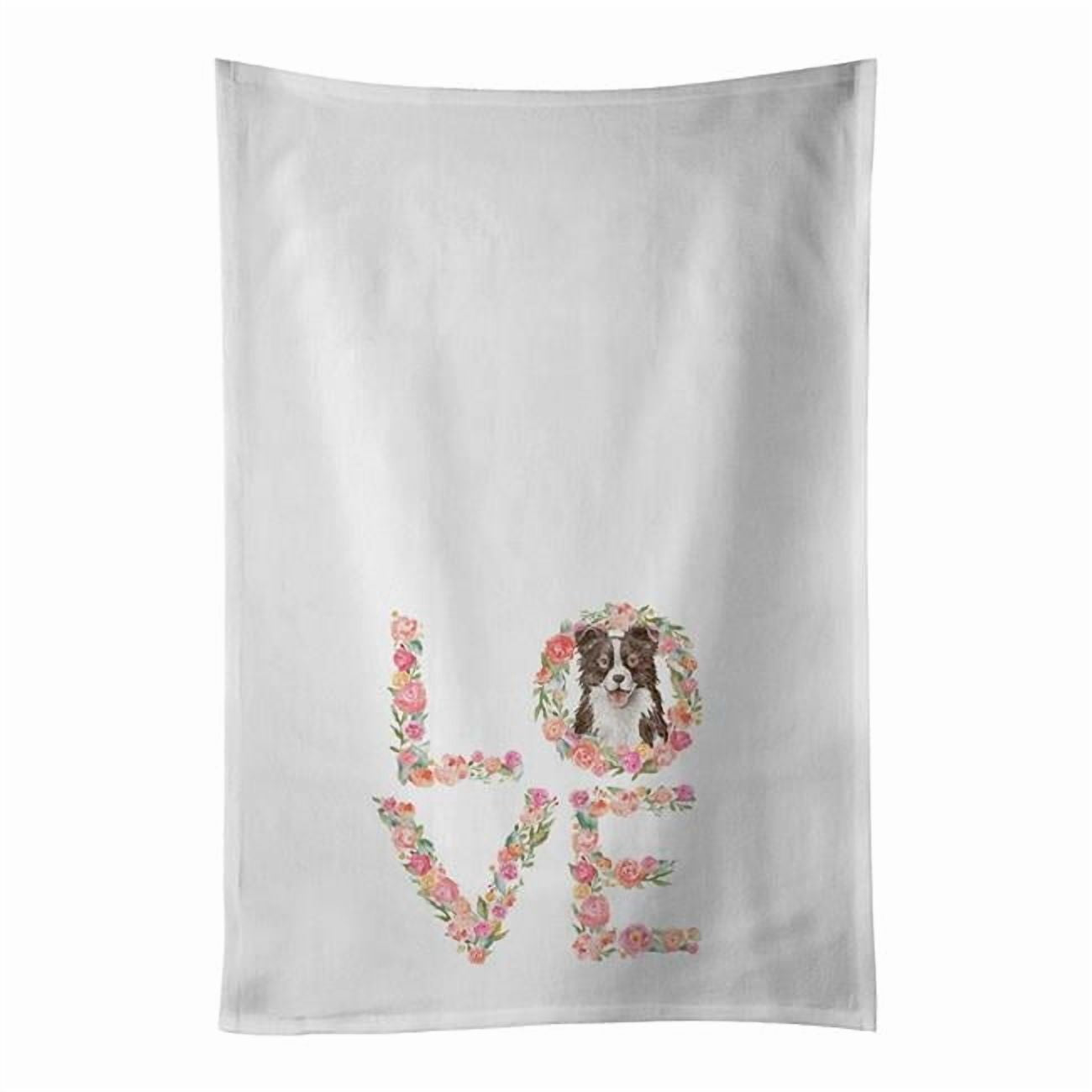 Carolines Treasures WDK4694WTKT 28 x 19 in. Unisex Border Collie No.3 Love White Dish Towels Kitchen Towel - Set of 2