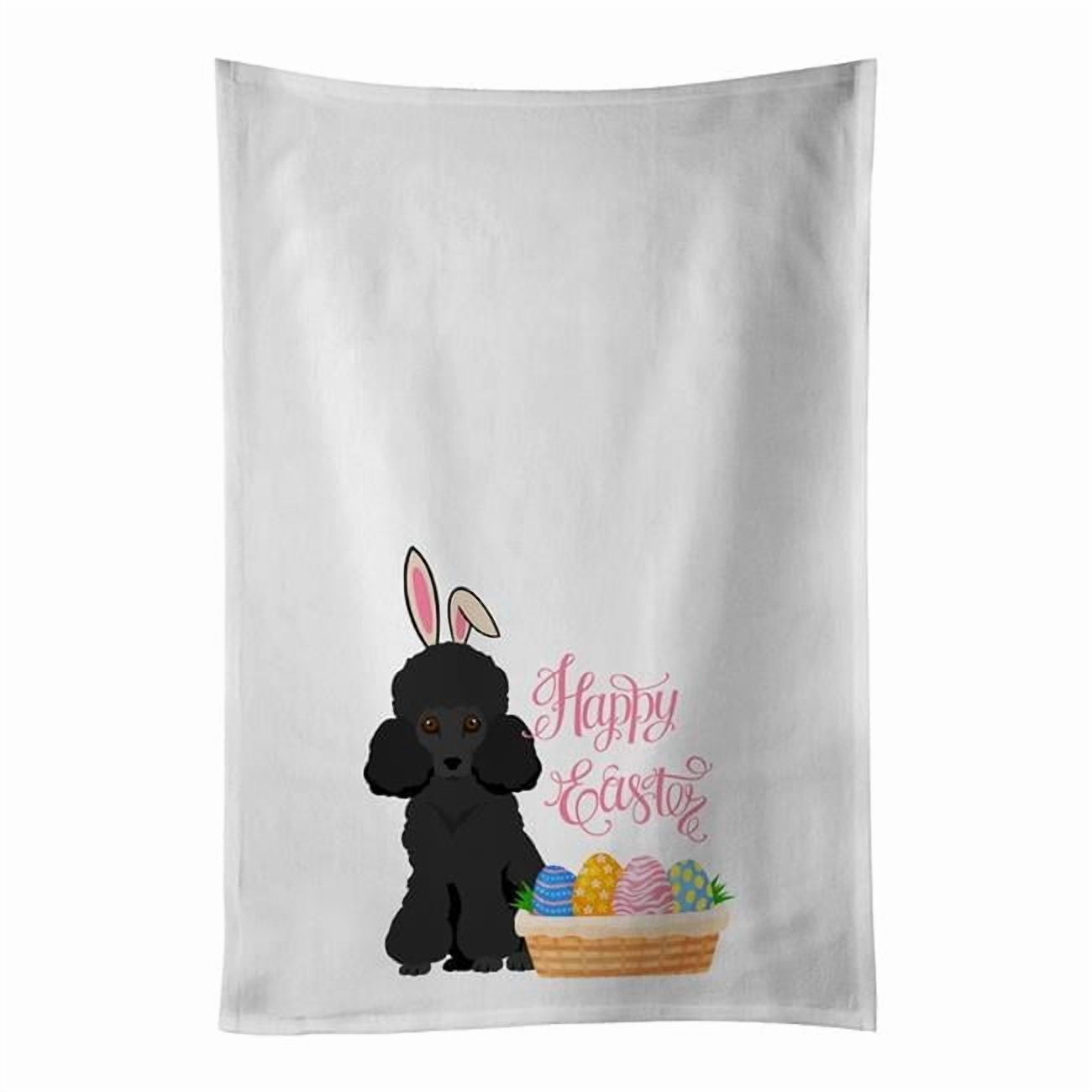 Carolines Treasures WDK5075WTKT 28 x 19 in. Toy Black Poodle Easter White Kitchen Towel, Set of 2