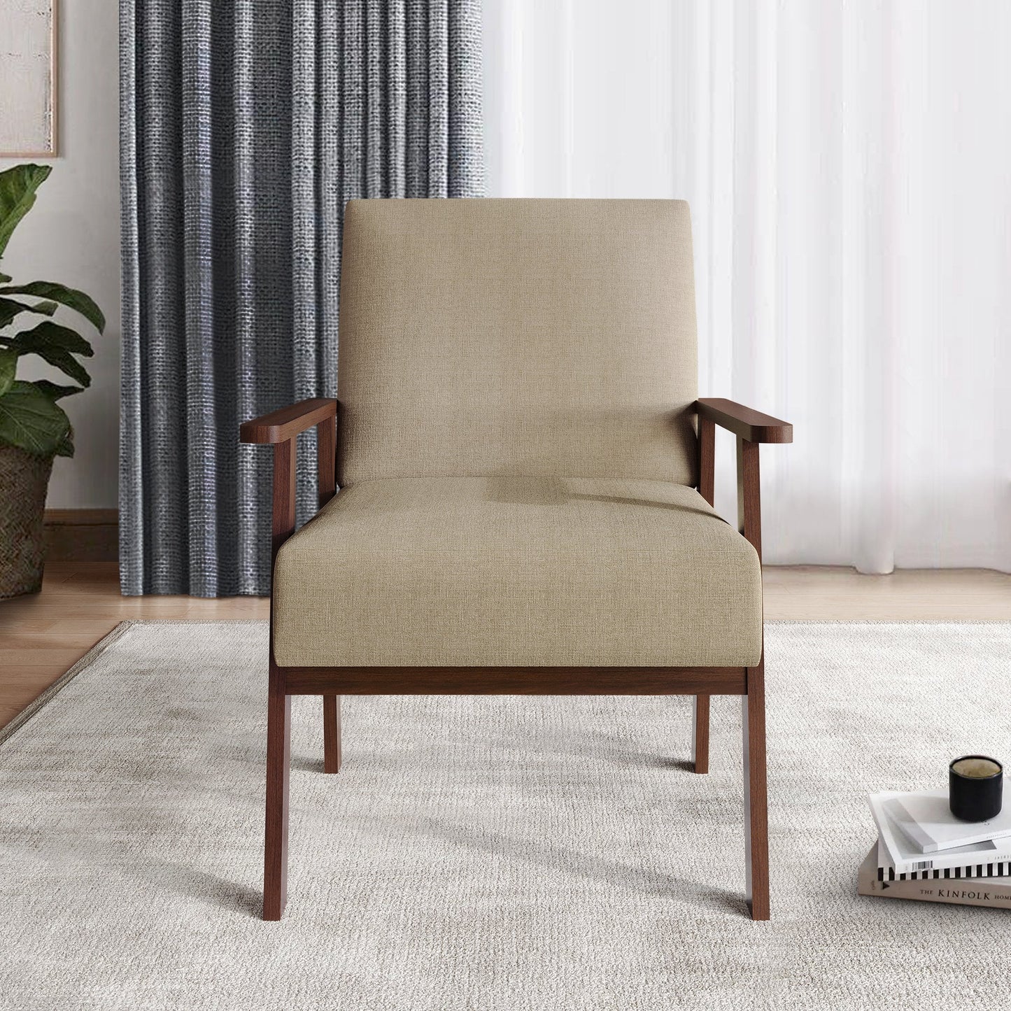 Castle Place Contemporary Accent Chair, Beige