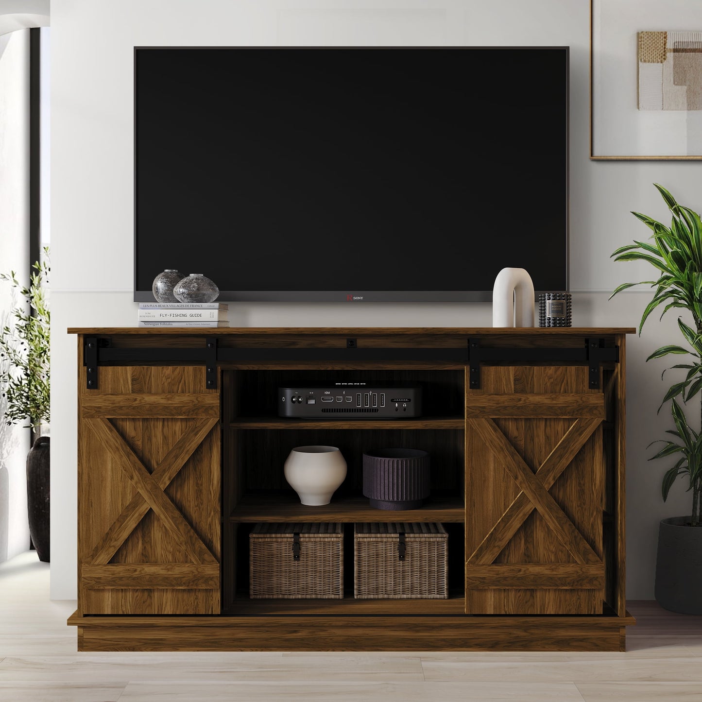 Castle Place Vintage 54" TV Stand Console for TVs up to 65", White