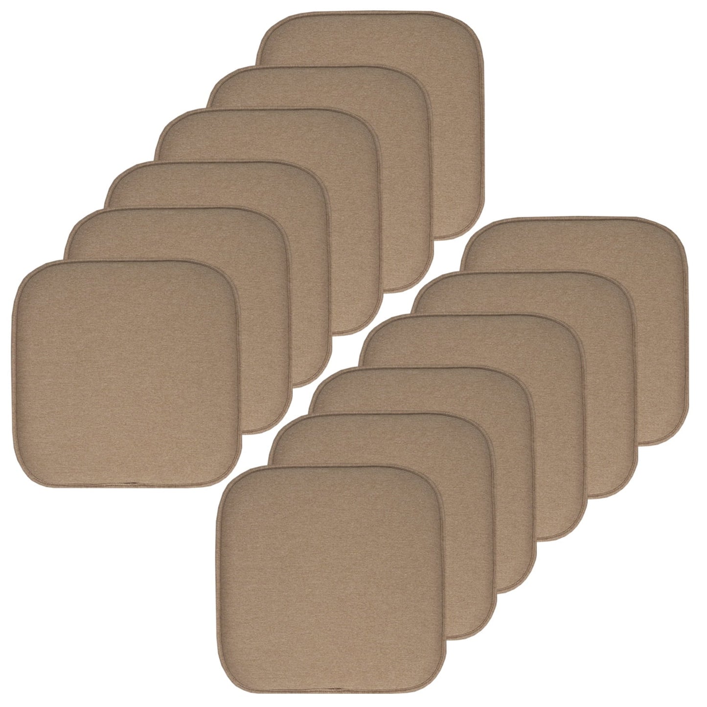 Charlotte Jacquard Cover Memory Foam Chair Pads 12 Pack Taupe