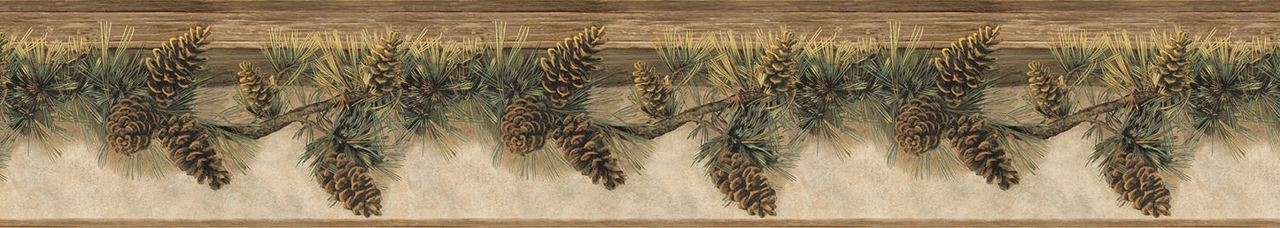 Chesapeake Pinecone Collage Multicolor Patchwork Border Prepasted Easy Walls Border, 6-in by 15-ft, 7.5 sq. ft.