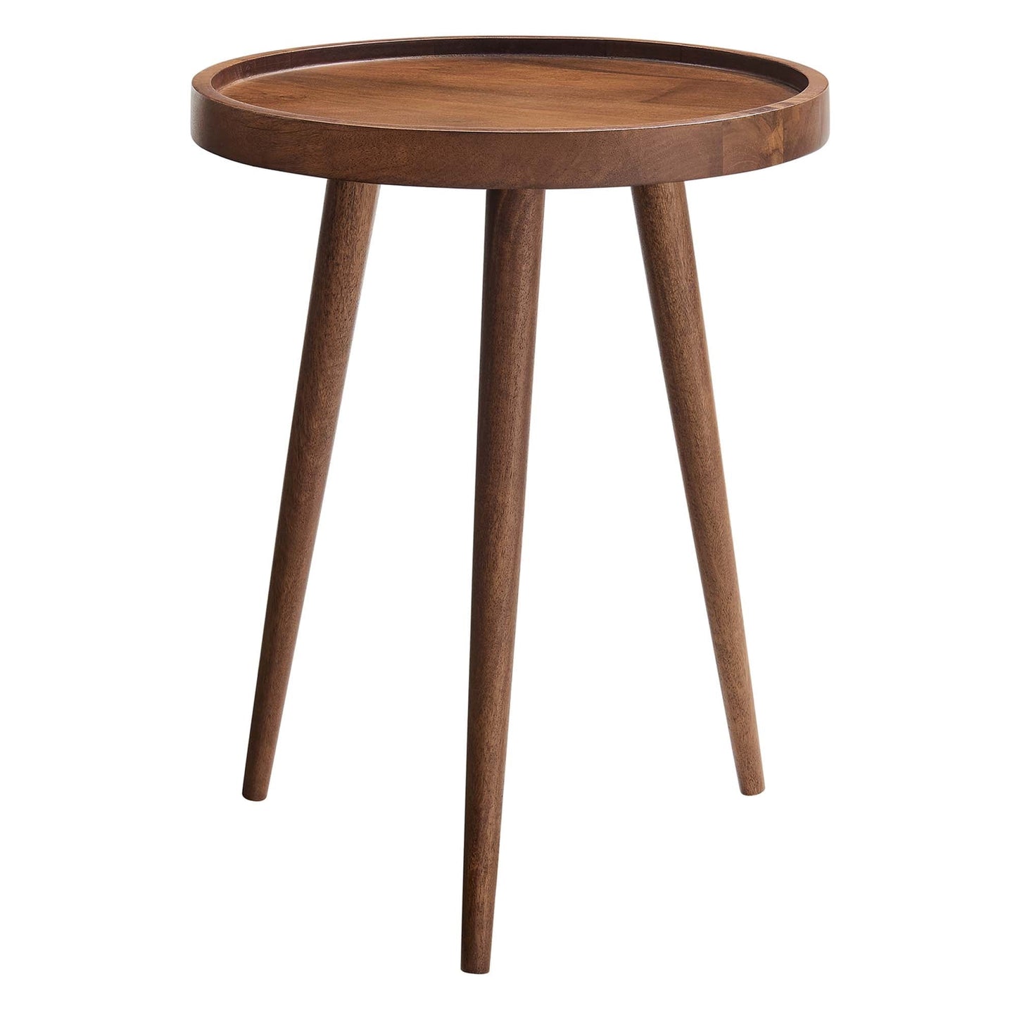 Chiro Round Wood Side Table in Walnut