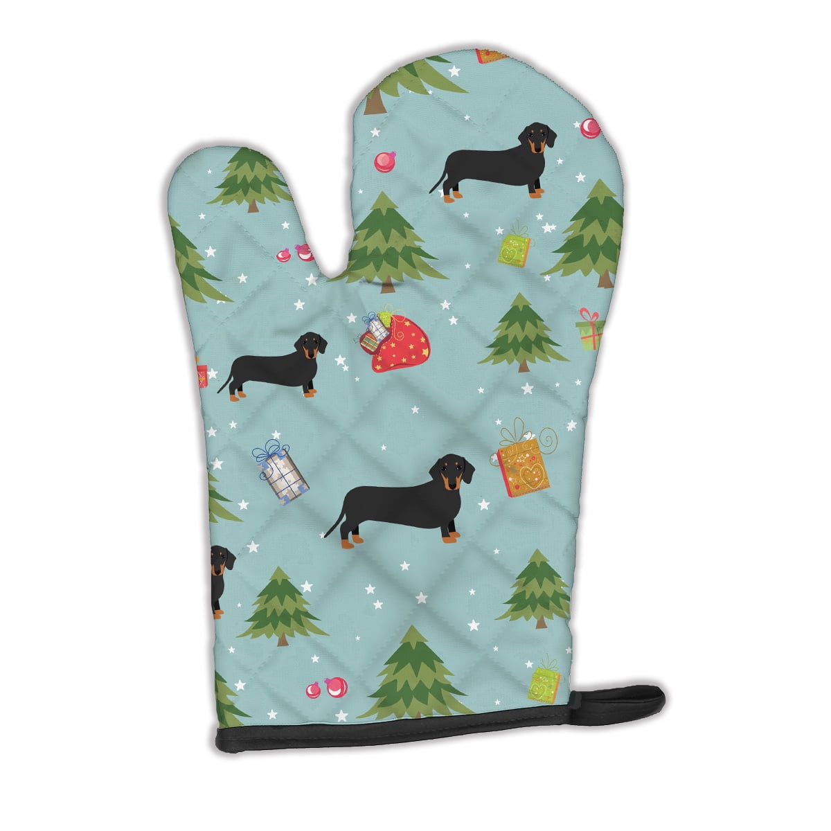 Christmas Black Tan Dachshund Oven Mitt