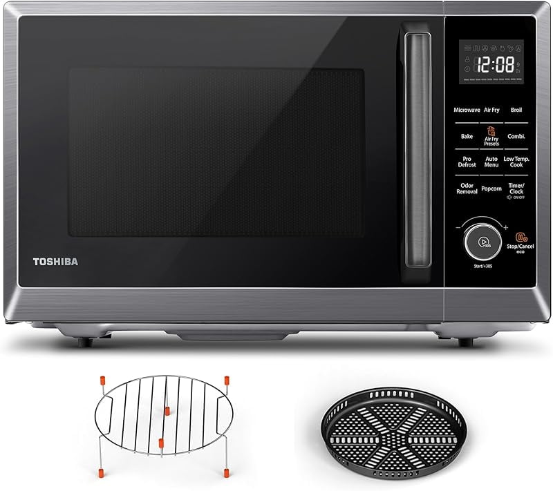 Combo 8-in-1 Countertop Microwave Oven, with Convection, Broil, Odor Removal Mode, 12.4" Position Memory Turntable, Child-Lock, Black Stainless Steel, ML2-EC10SA(BS) A, Air Fryer-1.0 Cu.Ft