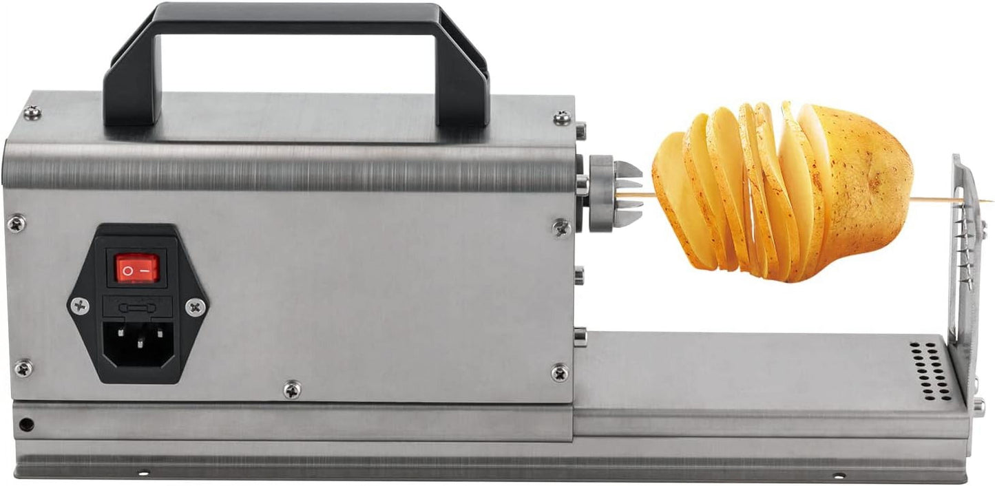 Commercial French Fry Cutter, 3 in 1 Electric Tornado Slicer, Spiral Twisted French Fry Slicer, Thicker Stainless Steel Vegetables Cutting Machine with Handle 110V