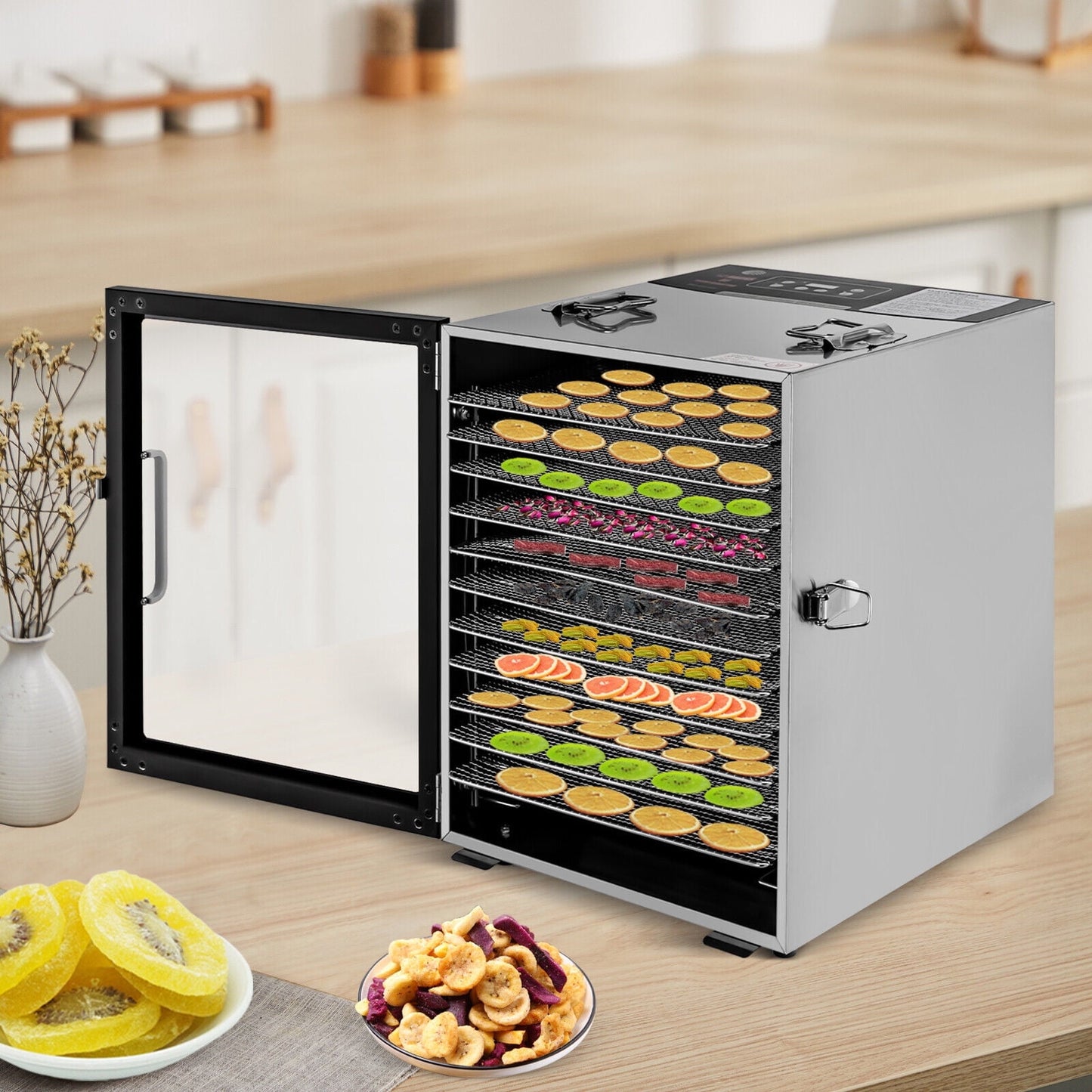 Commercial Fruit Food Dehydrator 12 Tray Stainless Steel Fruit Meat Jerky Dryer
