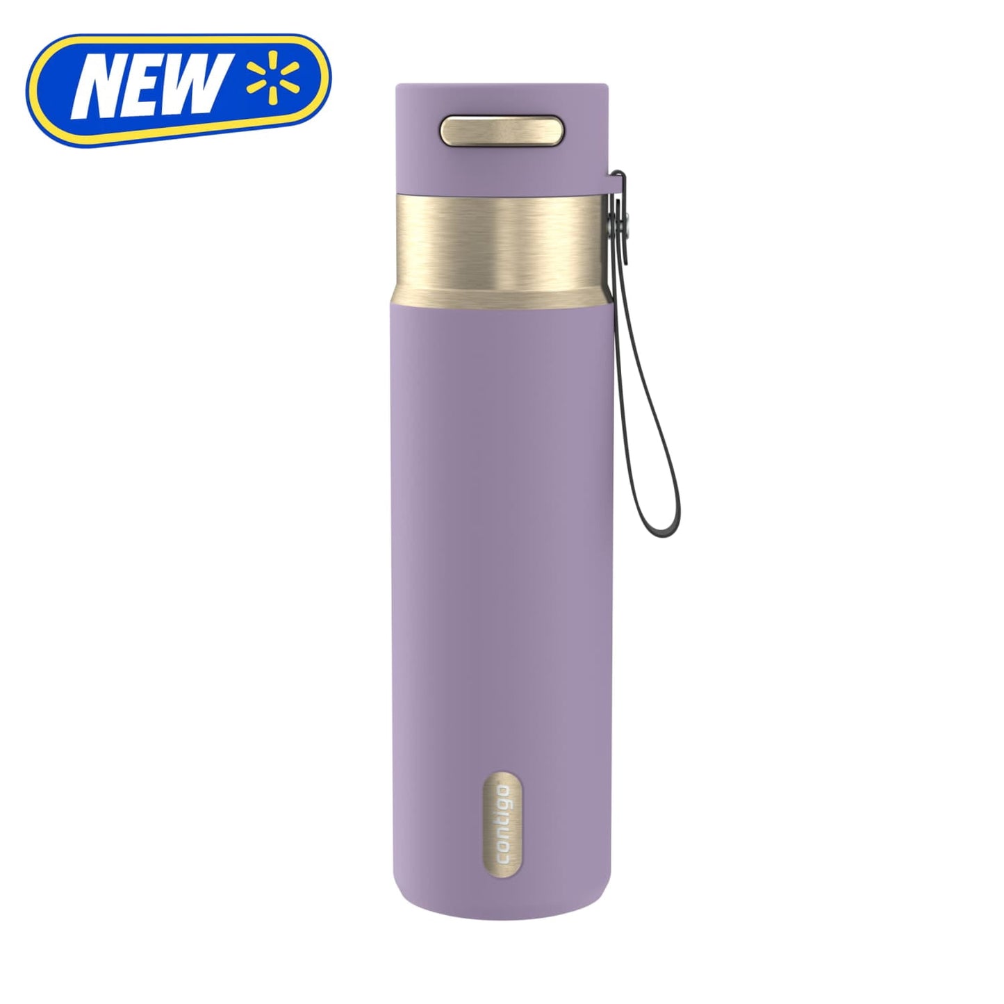 Contigo 24 oz Stainless Steel Leak-Proof Insulated Water Bottle with Carry Strap, Purple/Champagne