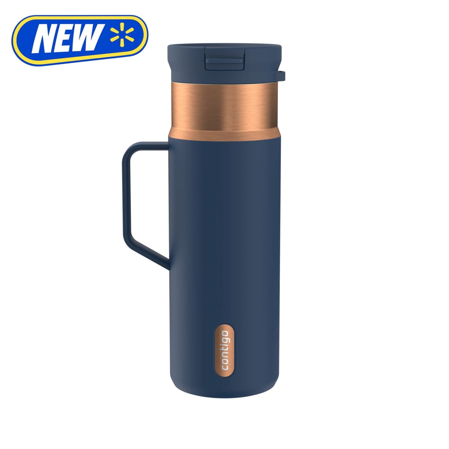 Contigo 20 oz Stainless Steel Travel Mug Tumbler – Leak-Proof Insulated Coffee Mug, Keeps Drinks Hot, Side Handle, Dark Blue/Bronze
