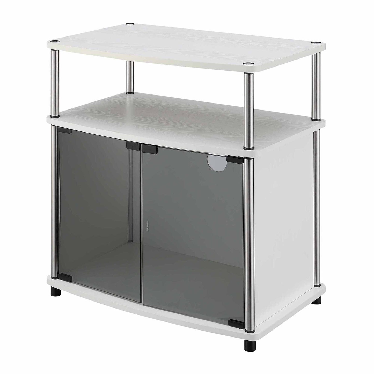 Convenience Concepts Designs2Go TV Stand with Black Glass Storage Cabinet and Shelf for TVs up to 26 Inches