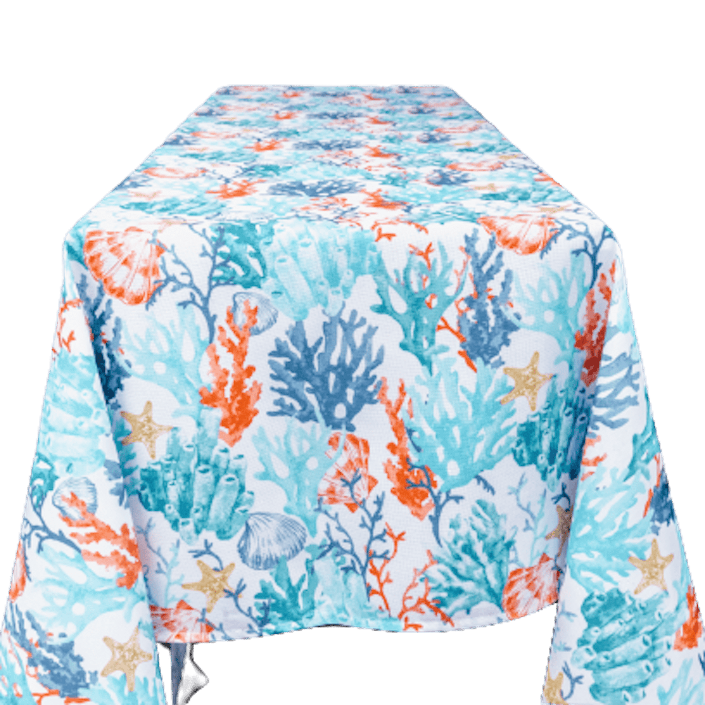Coralee Ocean Coral Heavyweight Indoor Outdoor Stain/Liquid Resistant 100% Polyester Tablecloth 70" Round Umbrella