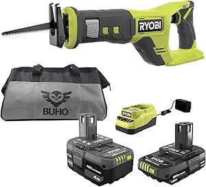Cordless Reciprocating Saw Bundle with 18V Reciprocating Saw 4.0 Ah and 2.0 Ah Battery 18-Volt Lithium-Ion Charger 16 Inch Buho Tool Bag