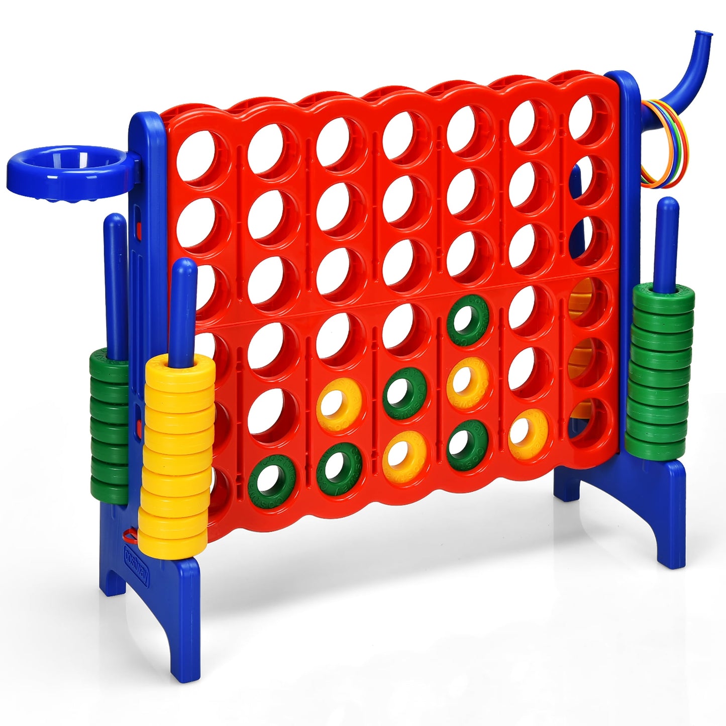 Costway 4-in-A Row Giant Game Set w/Basketball Hoop for Family Green