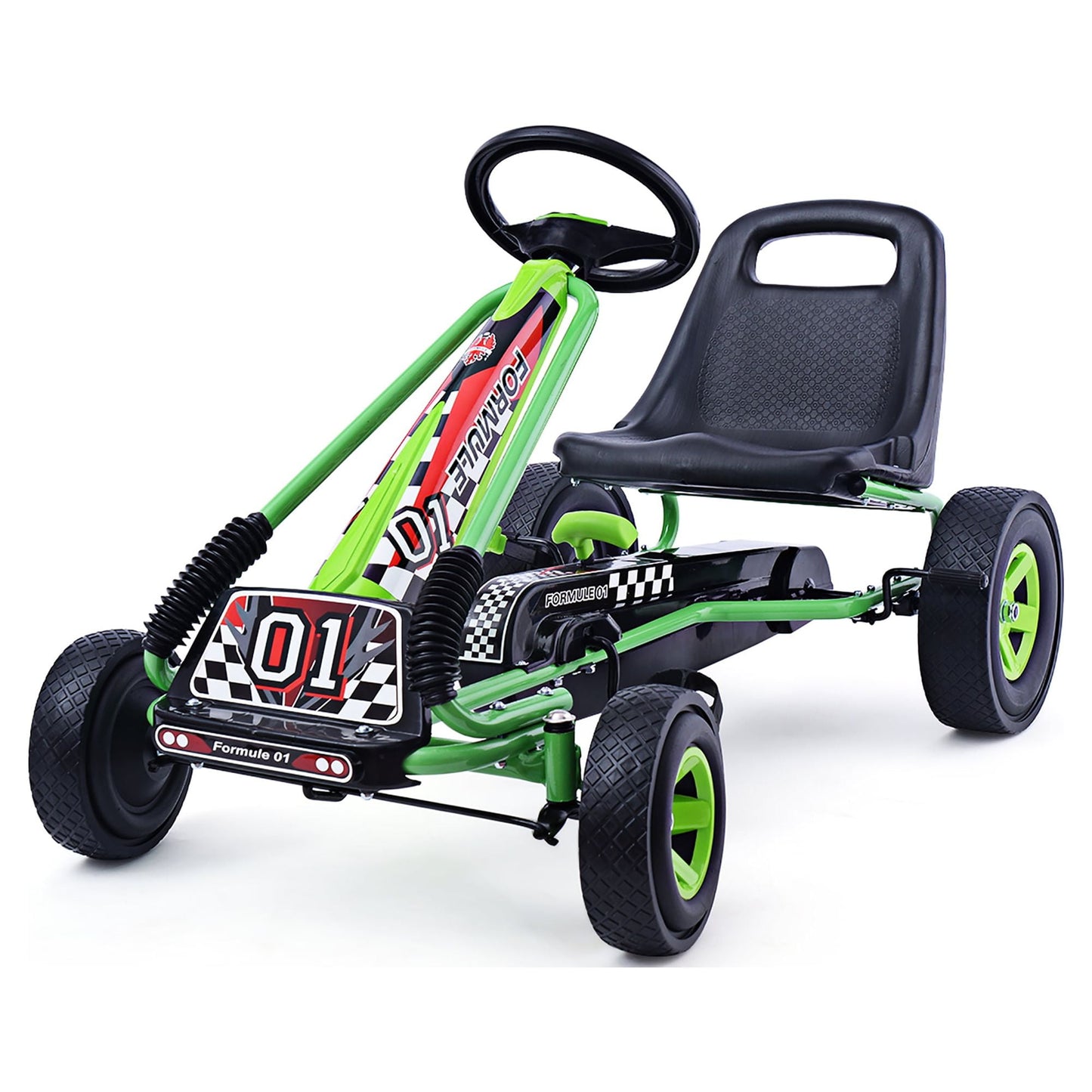 Costway 4 Wheels Kids Ride On Pedal Powered Bike Go Kart Racer Car Outdoor Play Toy Red