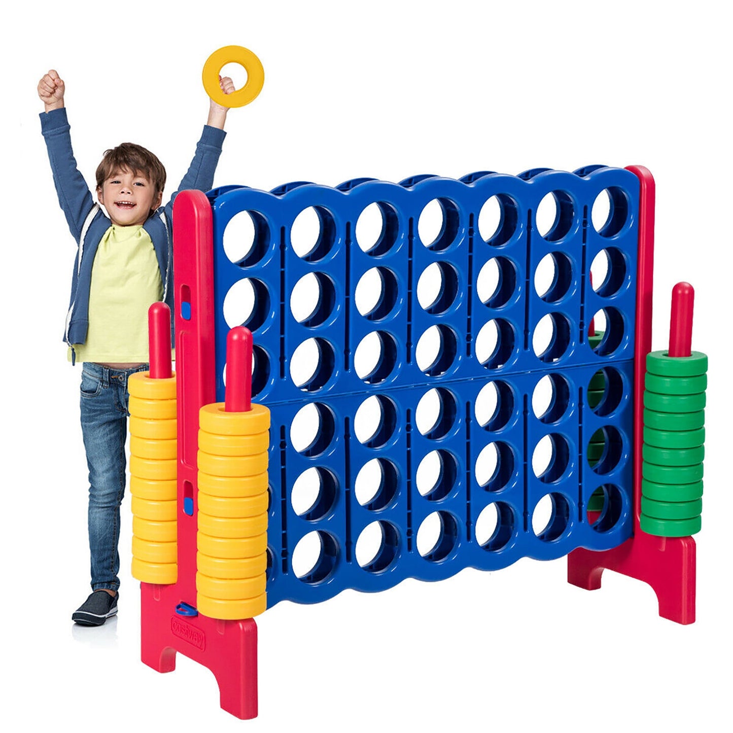 Costway Jumbo 4-to-Score 4 in A Row Giant Game Set Kids Adults Family Fun Red+Blue