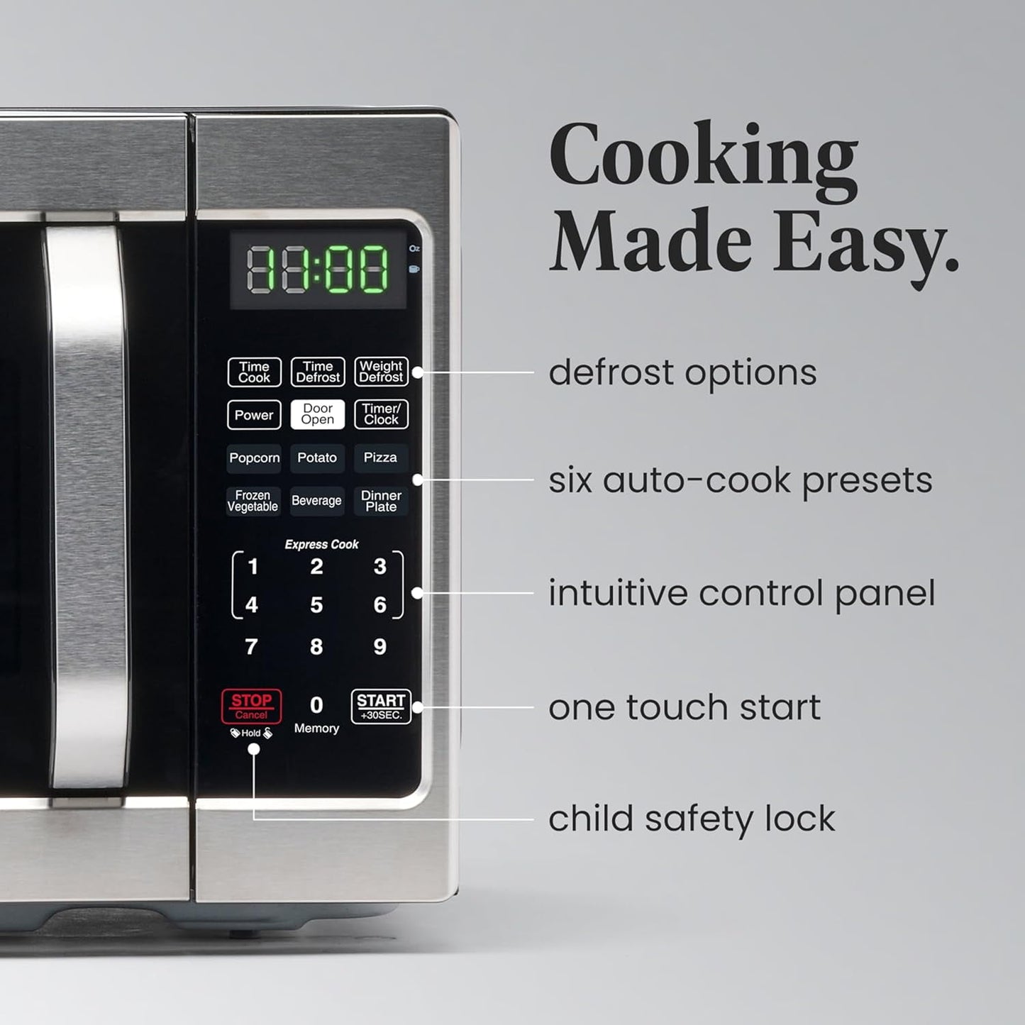 Countertop Microwave 700 Watts, 0.7 Cu. Ft. - Microwave Oven With LED Lighting and Child Lock - Perfect for Apartments and Dorms - Easy Clean Stainless Steel