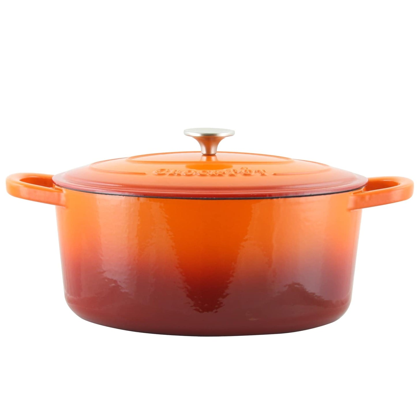 Crock-Pot Artisan 7 Qt Oval Dutch Oven - Sunset Orange - Enamel - Brushed SS Hollow Knob - Cast Iron - GBX