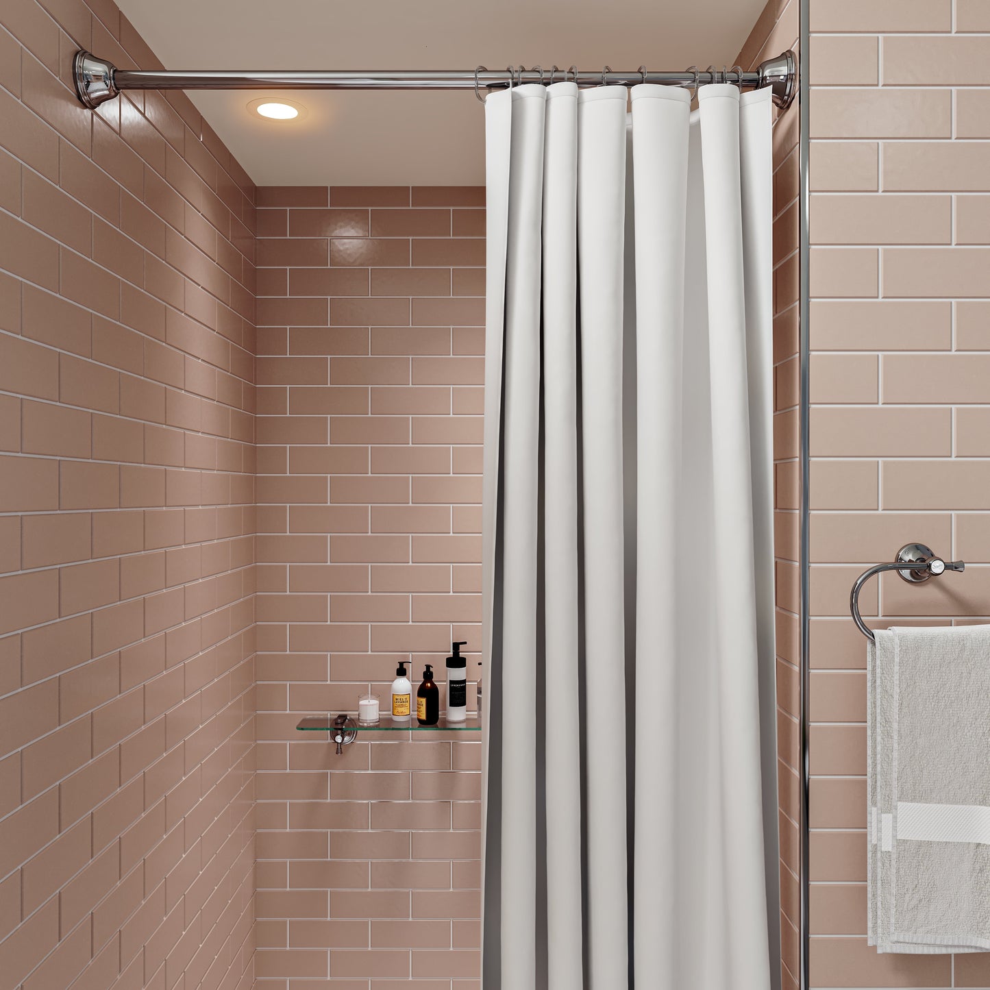 Croydex Stick N Lock Stainless Steel Tension Shower Rod Chrome 23in-40in, No Drill, Chrome