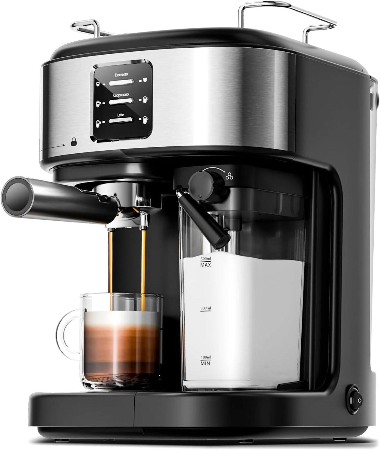 Crzoe 20Bar Latte Machine, Espresso and Cappuccino Machine with Automatic Milk Frother, 3 in 1 Professional Semi-Automatic Espresso Maker with Dual Heating System & Capsule Compatible