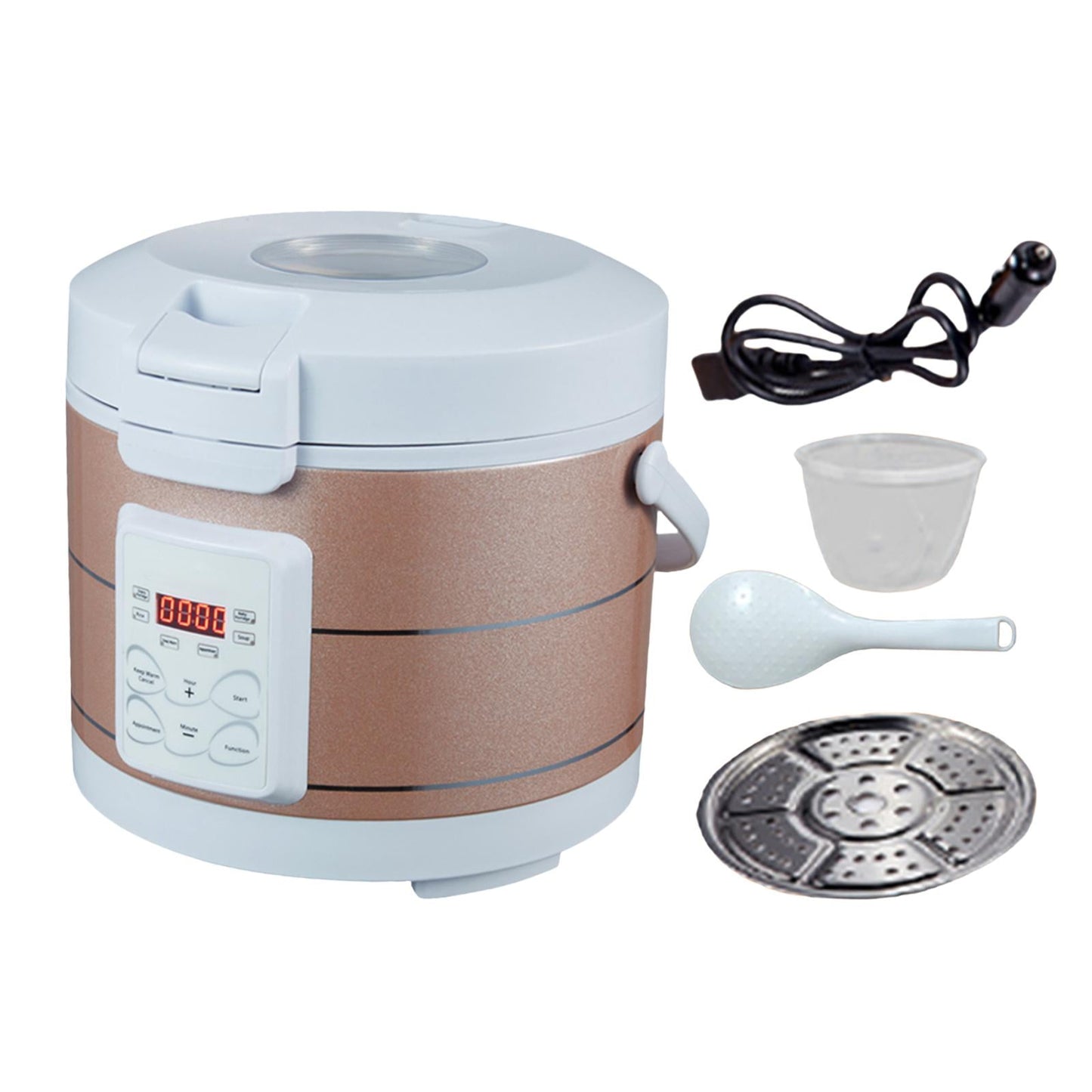 DOMELAY 12V 24V Portable Car 3L Electric Rice Cooker Food Steamer Multipurpose Leakproof B