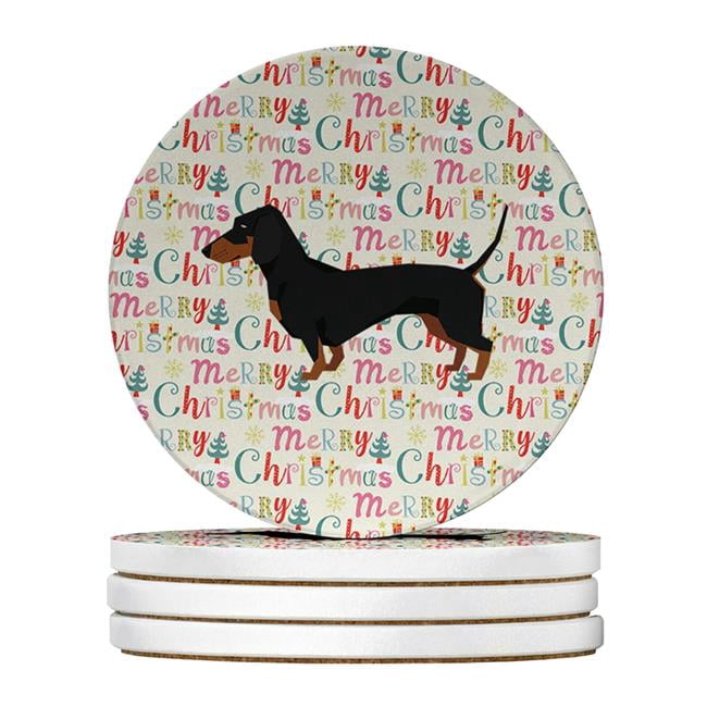 Dachshund Merry Christmas Large Sandstone Coasters Pack of 4 4 in x 4 in