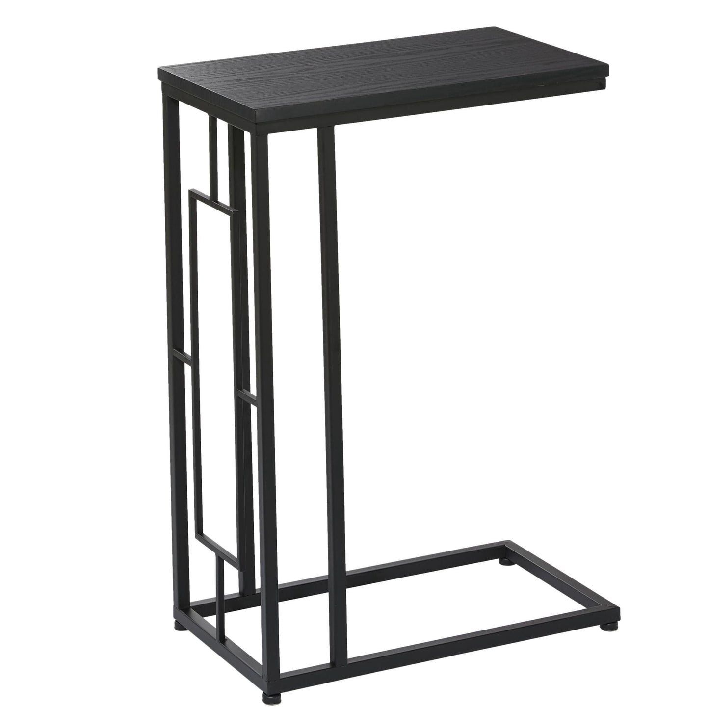 DecMode 10" x 26" Dark Brown Metal C-Shaped Accent Table with Black Metal Base, 1-Piece