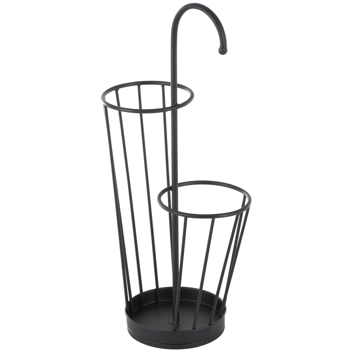 DecMode Soporte de Sombrilla Geométrico Negro de Metal de 2 Secciones con Mango en Forma de Sombrilla