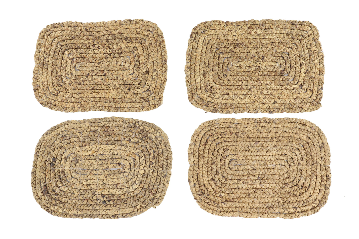DecMode Rectangular Braided Natural Water Hyacinth Placemats, Set of 4: 20†x 14†Each