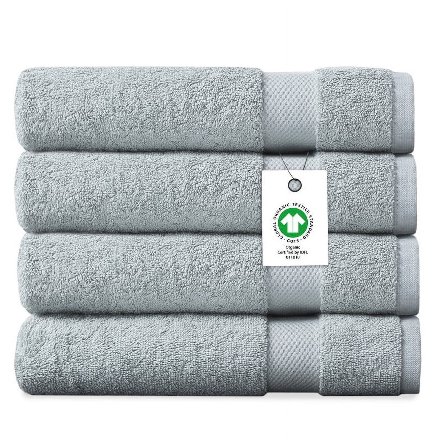 Delara Organic Cotton Bath Sheet 36"x70" Pack of 4, 650 GSM Plush Soft Quick-Dry Ultra-Absorbent Towels, GOTS & OEKO-TEX Certified, Ivory