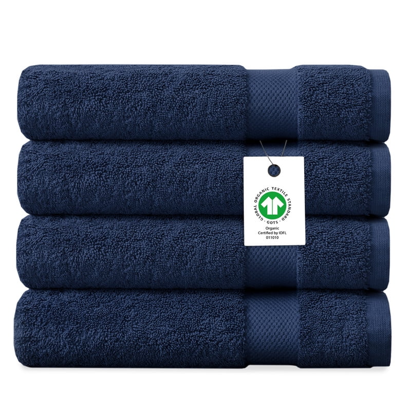 Delara Paquete de 4 Toallas de Baño de Algodón Orgánico Toallas de Calidad Hotelera Premium con Certificación OEKO-TEX, 650 g/M2, Suaves, de Secado Rápido y Ultraabsorbentes