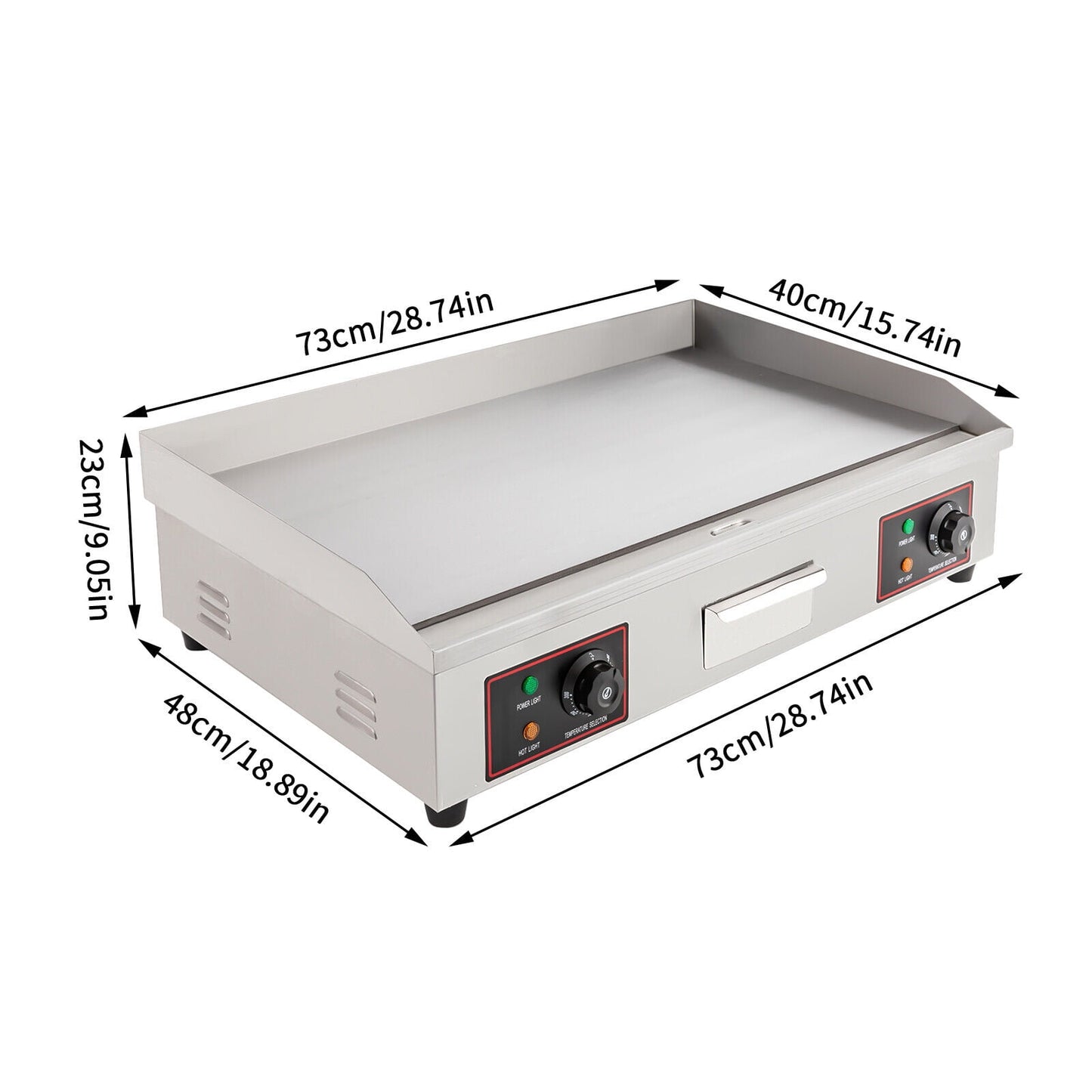 Denest Commercial Electric Griddle 3000W Non-Stick Restaurant Teppanyaki Flat Top Gril