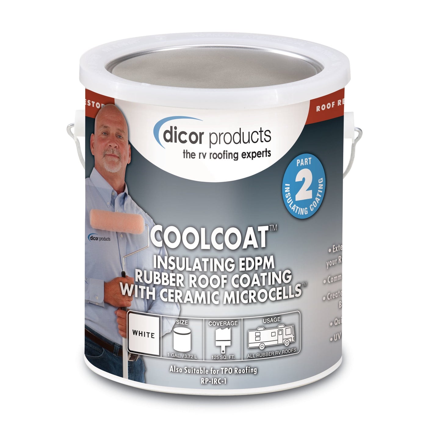Dicor RP-IRCT-1 Coolcoat Insulating EPDM Roof Coating - 1 Gallon, Tan