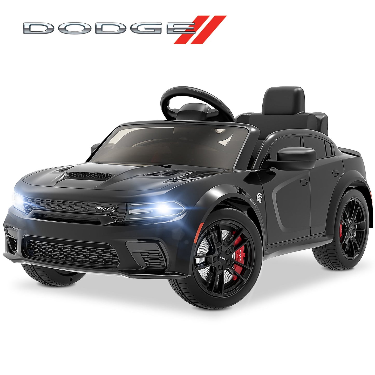 Dodge Electric Ride on Cars for Kids, 12V Licensed Dodge Charger Srt Hellcat Powered Ride on Toys with Parent Remote Control, Electric Car for Girls 3-5 w/Music Player/LED Lights/Safety Belt, Pink