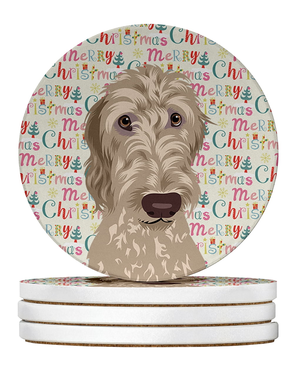Doodle Fawn #4 Christmas Large Sandstone Coasters Pack of 4 4 in x 4 in