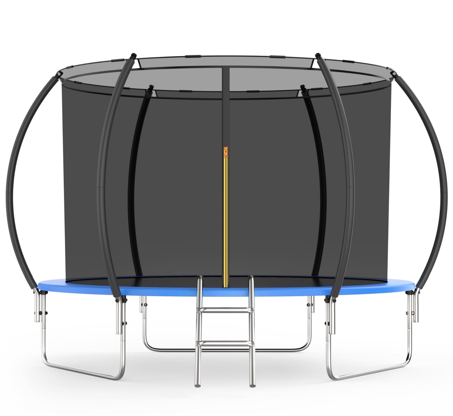 FUNTOK 10 FT Trampoline with Enclosure Net for Kids Adults, 600 LBS New Upgraded Recreational Backyard Trampolines with Waterproof Jump Mat Ladder for 3 Person