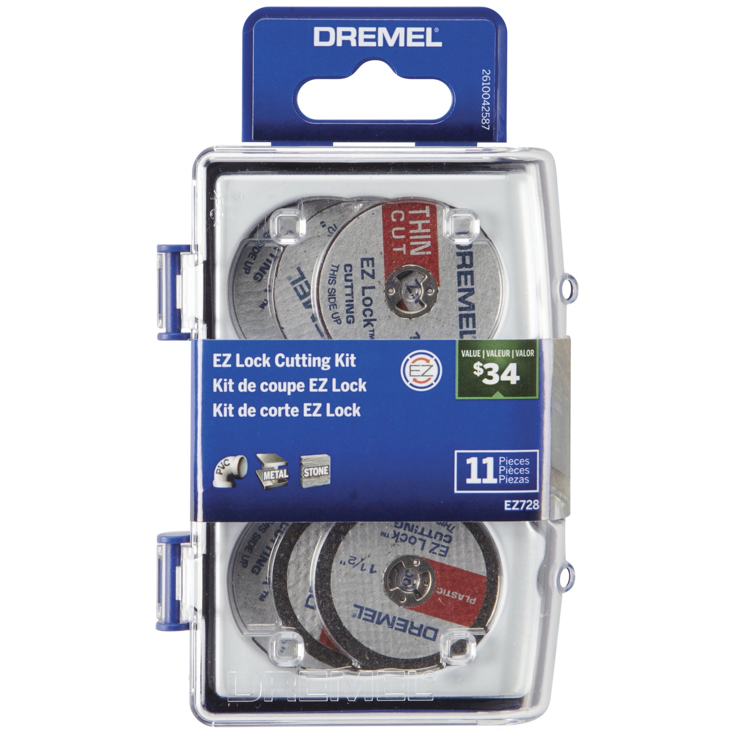 Dremel EZ728-02 EZ Lock 1-1/2" Cutting Discs Rotary Tool Accessory Micro Kit, Cut-Off Wheels, 11 Pieces