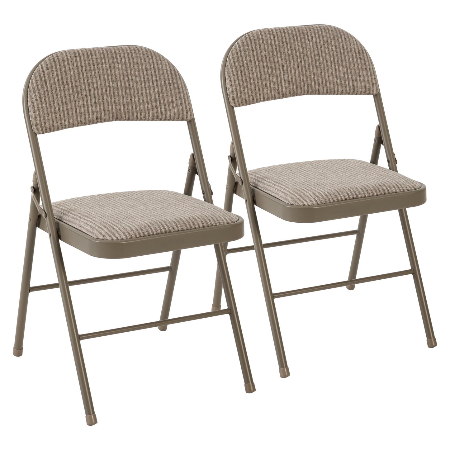 EDX 2 Pack Folding Chairs with Padded Cushion and Back, Fabric Stackable Portable Chairs Set with Durable Steel Frame, for Home, Office, Events, Khaki