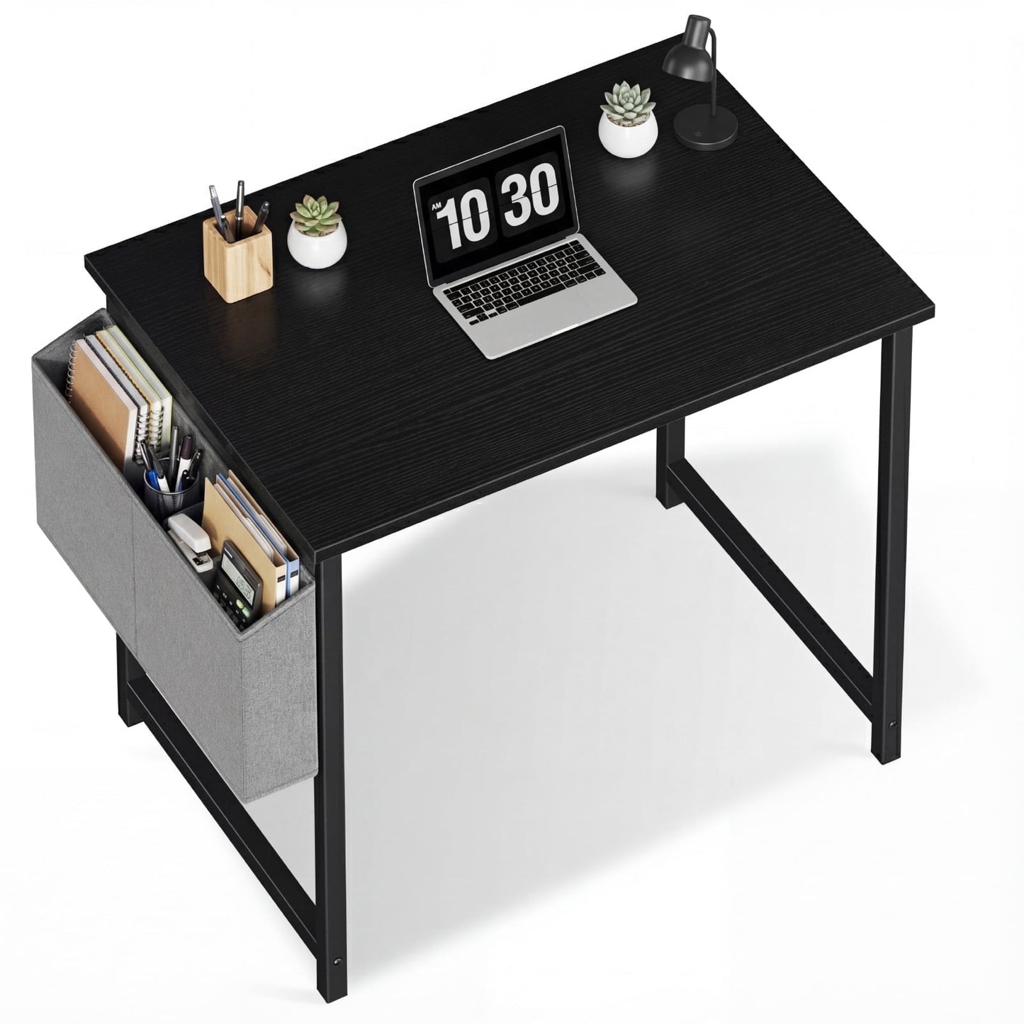 EDX 31" Small Computer Desk with Metal Frame, Waterproof Surface & Storage Bag, Two Desk Styles Shipped Randomly – Ideal for Bedroom or Small Spaces, Black