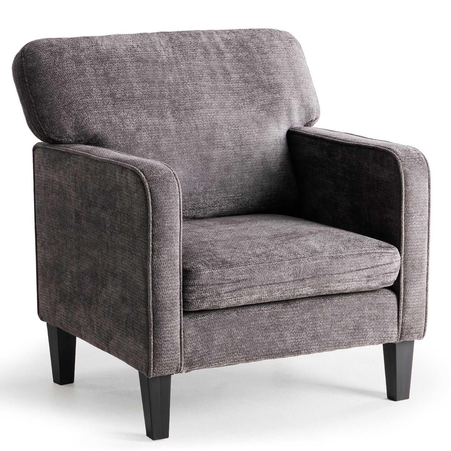 EDX Mid-Century Modern Lounge Chair – Curved Back Upholstered Armchair for Living Room/Bedroom, Ergonomic Reading Chair, Apartment & Office Decor, Gray