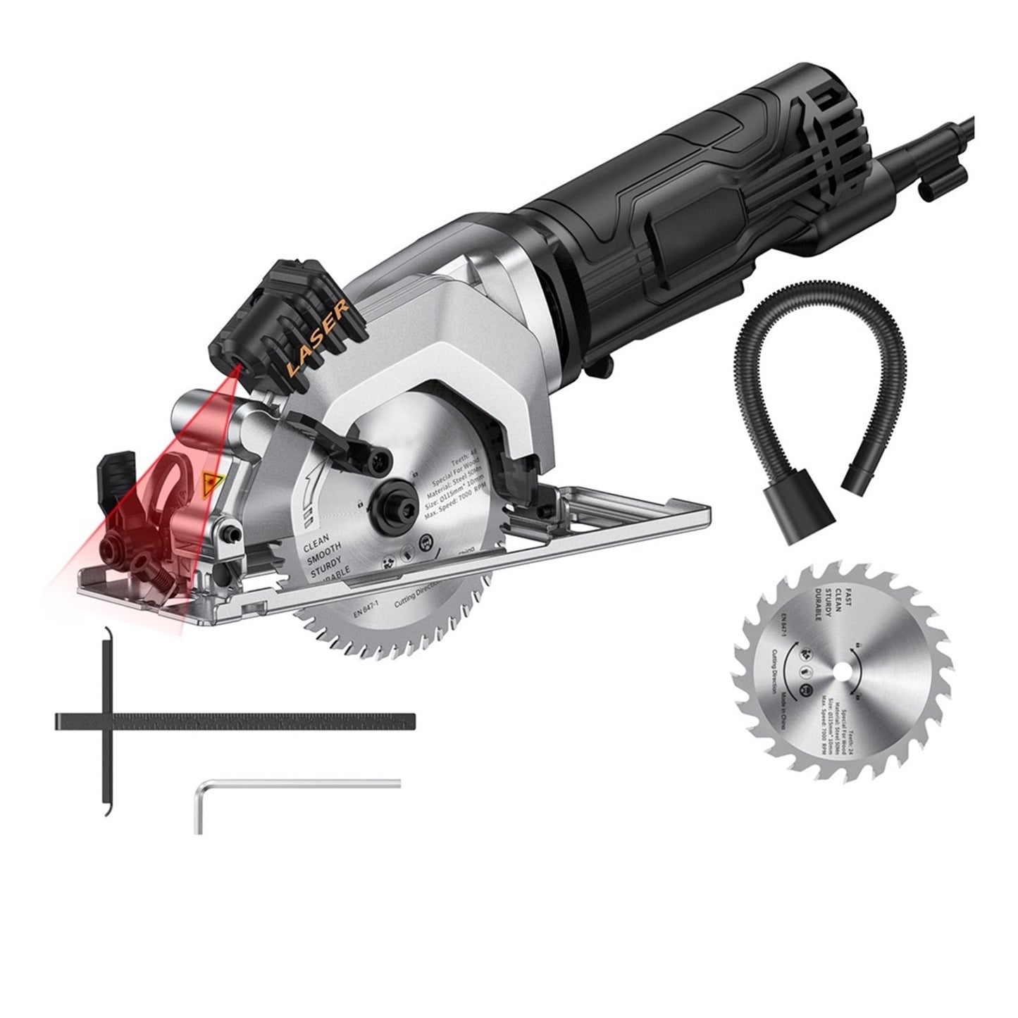 Electric Circular Saw with Cutting Guide 4.8 Amp 4-1/2 Inch 3500RPM Handheld Circular Saws for Wood Tile and Plastic Cuts