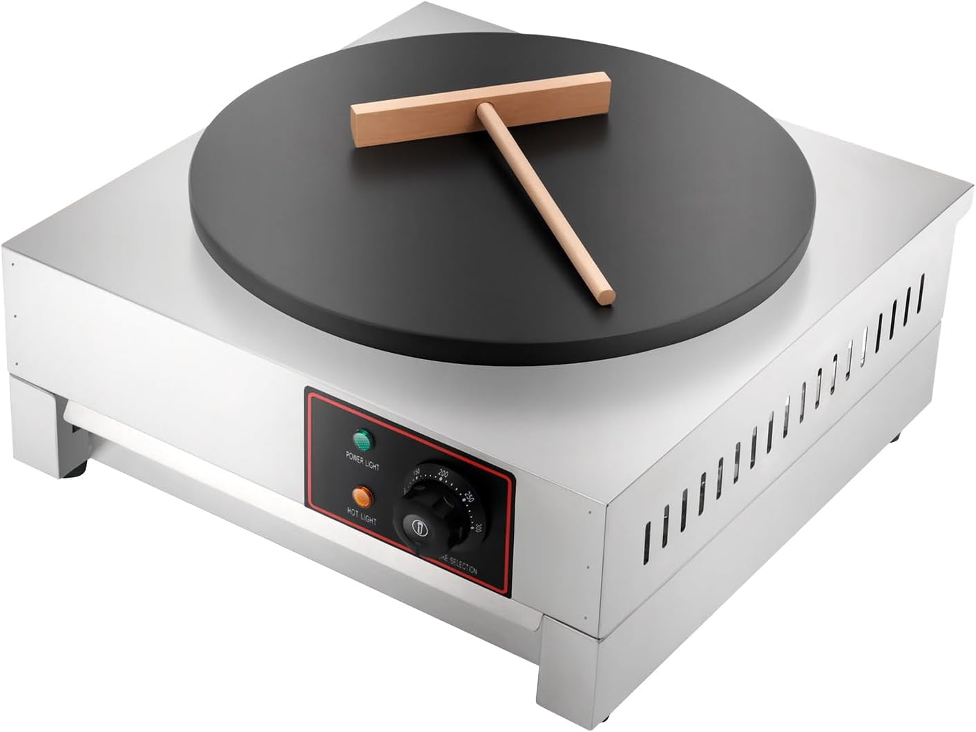 Electric Crepe Maker Pancake Machine, 1700W 16 Inch Crepera Electrica 430 Stainless Steel Griddle Machine Adjustable 50-300℃ Crepe Maker Cooktop for Kitchen, Snack Stall