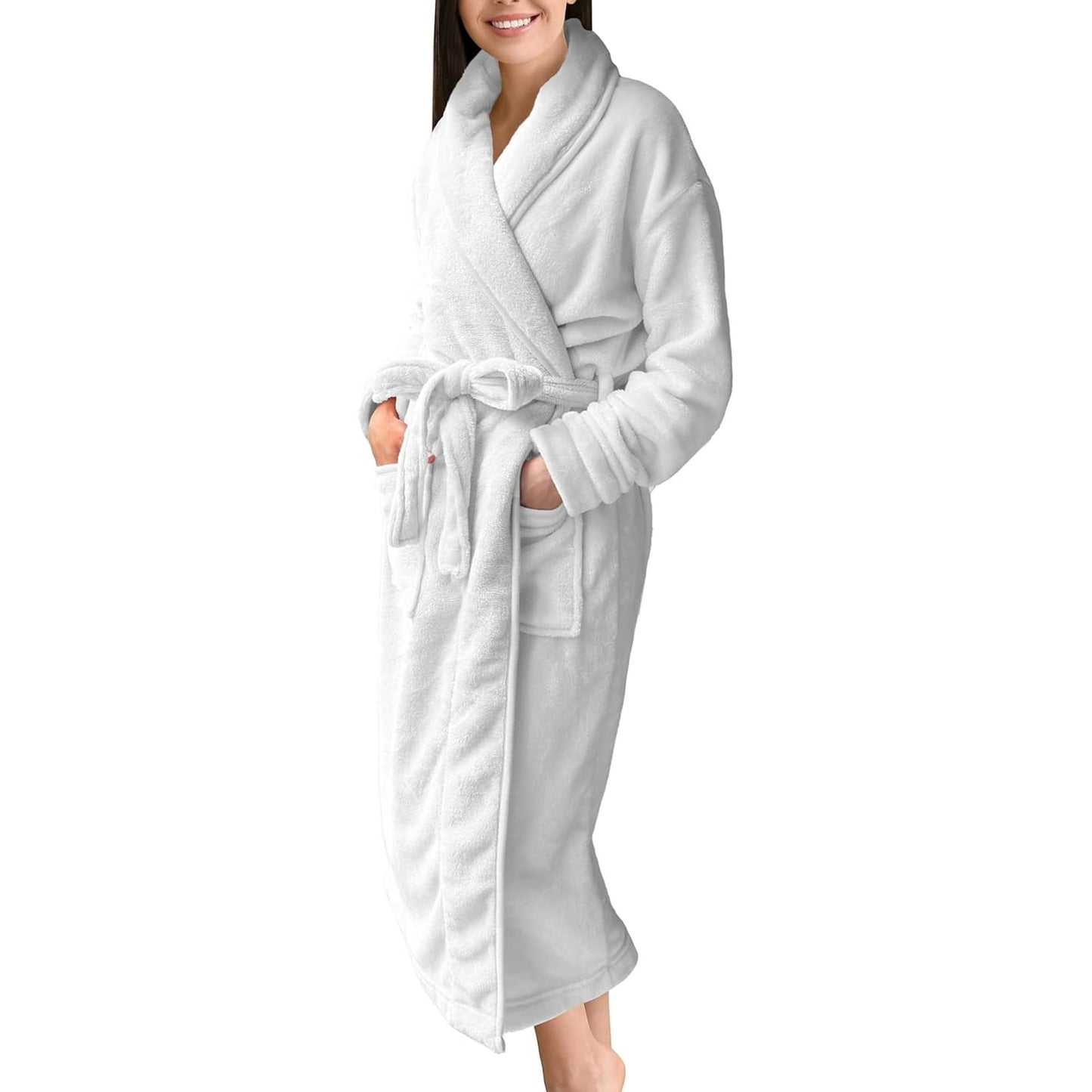 Elegant Comfort 3-Piece Spa Bath Set – Plush Bathrobe & 2 Ribbed Bath Towels, Thick Absorbent Hotel Quality Bathroom Essentials, Red Bath Towel, White Robe ,Large