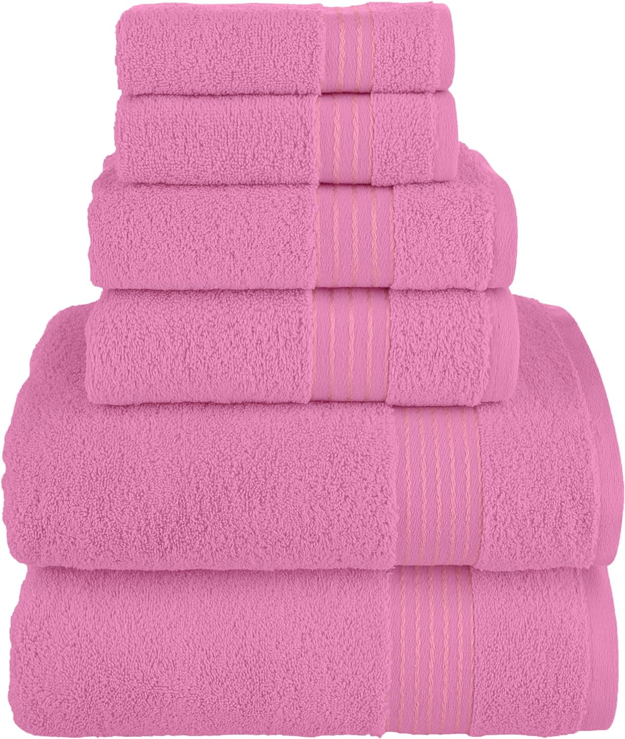 Elegant Comfort Cotton 6-Piece Towel Set Cotton Bathroom, Light Pink